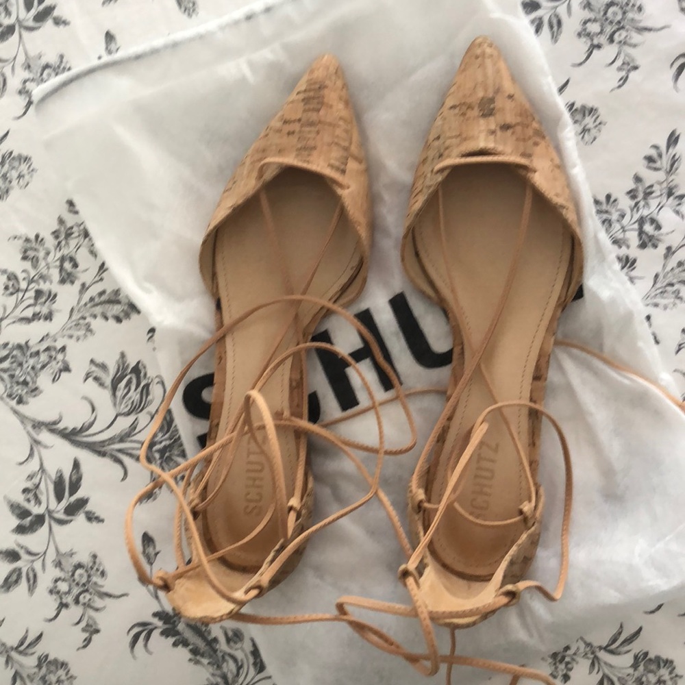 Worn one time cork lace up flats